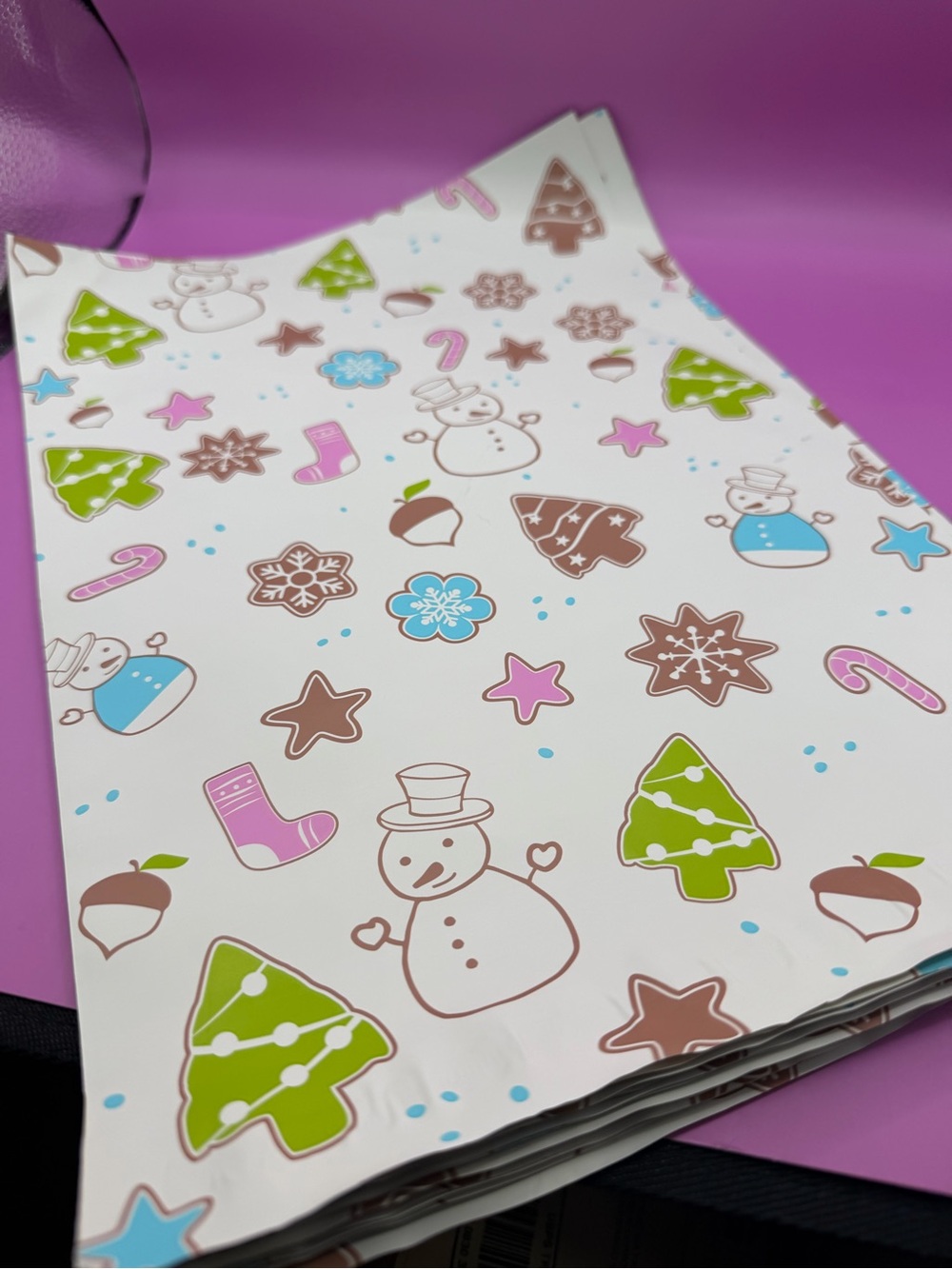 20 - 10x13 Holiday Poly Mailers Snowmen & Christmas Trees